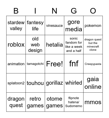 Spoopz HyperFixations Bingo Card