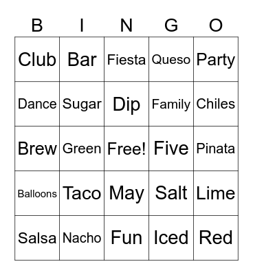 Cinco De Mayo Bingo! Bingo Card