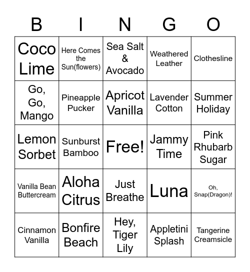 Scentsy Bingo! Bingo Card