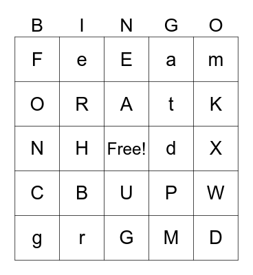 Alphabet Bingo Card