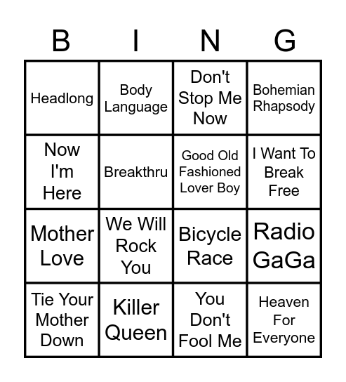Bohemian Bingo Card