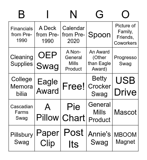 Office Clean-Out Bingo Card