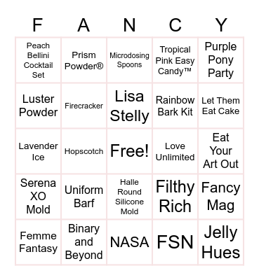 Fancy Sprinkles Bingo Card