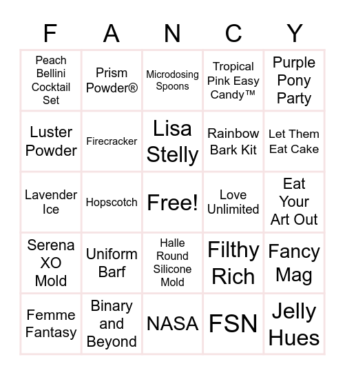 Fancy Sprinkles Bingo Card