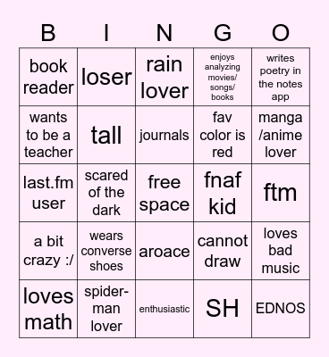 prince’s bingo Card