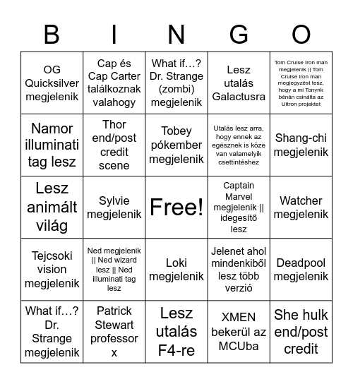 Sactresz Dr. Strange Bingo Card