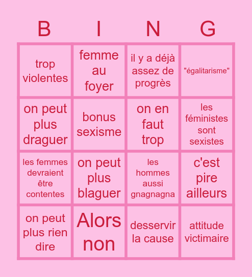 Soirée Féminisme Bingo Card