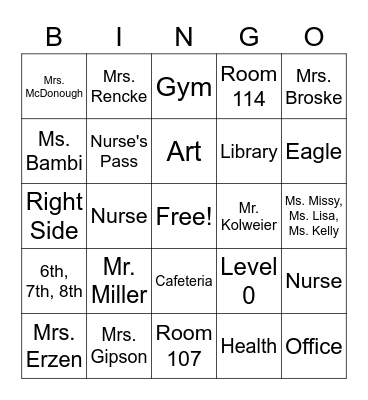 Trimpe Eagles Bingo Card