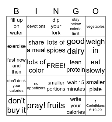 THIN IS IN! Bingo Card