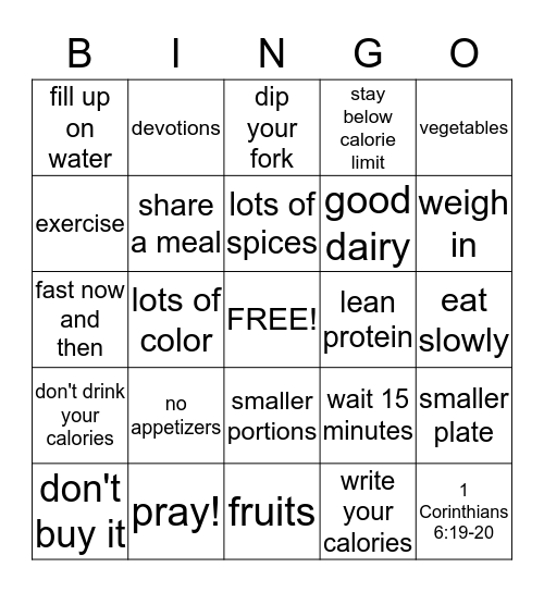 THIN IS IN! Bingo Card