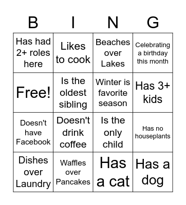 Social Bingo Card