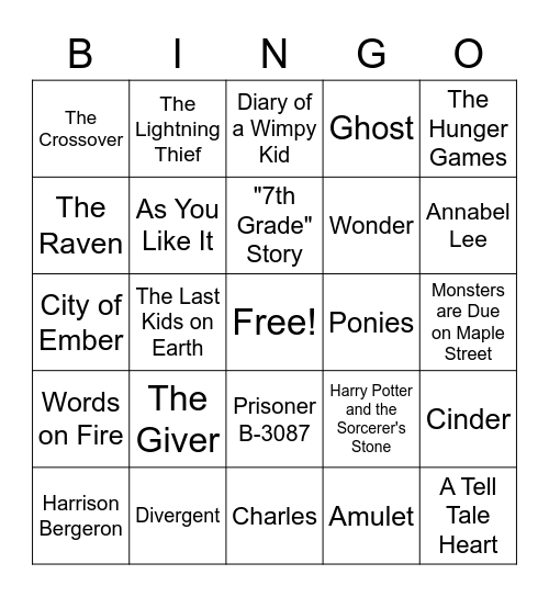 Book Bingo Card