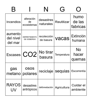 cambio climático CASC Bingo Card