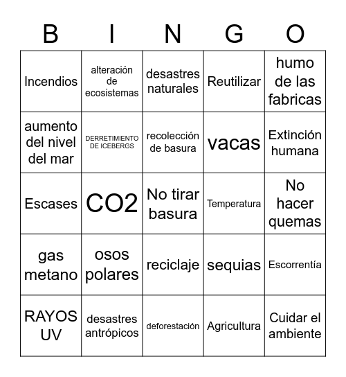 cambio climático CASC Bingo Card