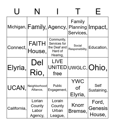 Bendix United Way Campaign Bingo Card