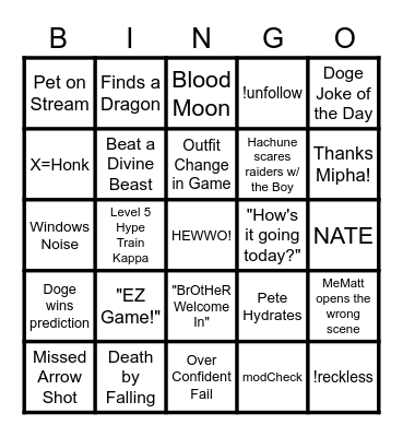 MeMatt BotW Bingo Card