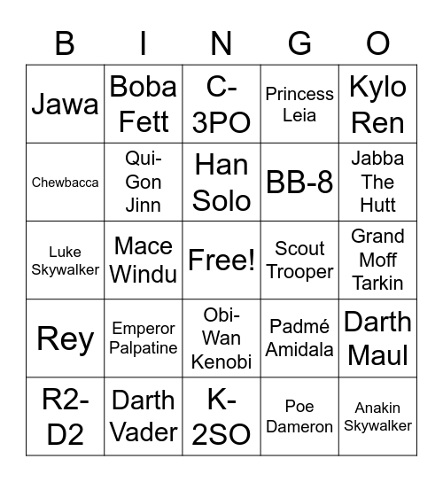 Star Wars Bingo! Bingo Card