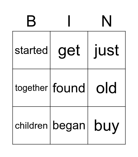 REACH Working Hard to Help U6 Bingo Card