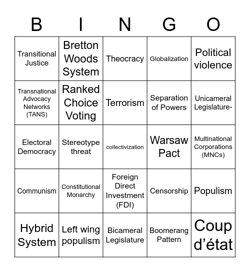 POL final Bingo Card