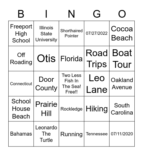 Countdown to Cruise Bingo Card