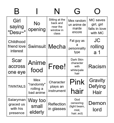 WEEB CARD Bingo Card