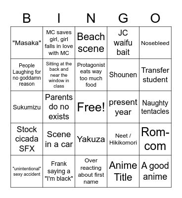 WEEB CARD Bingo Card