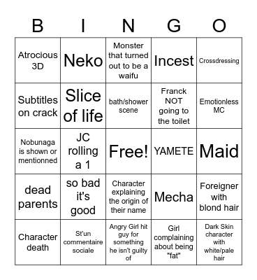 WEEB CARD Bingo Card