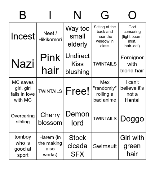 WEEB CARD Bingo Card