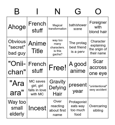 WEEB CARD Bingo Card