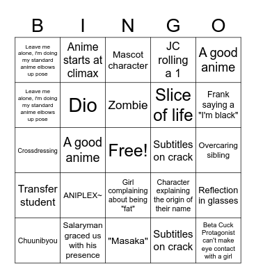 WEEB CARD Bingo Card