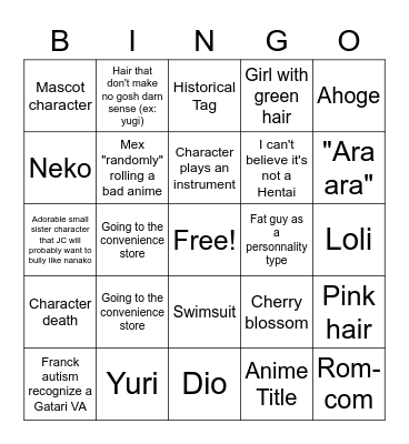 WEEB CARD Bingo Card