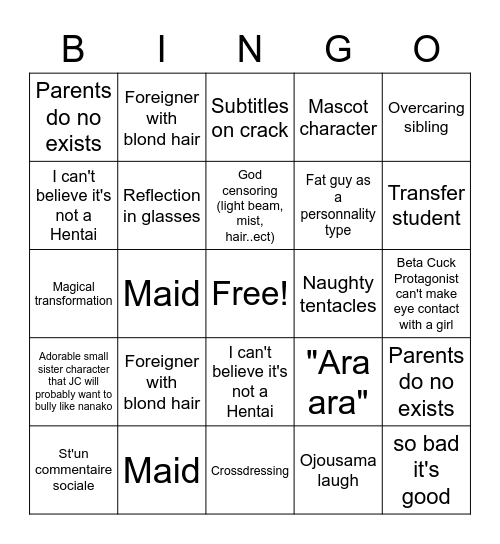 WEEB CARD Bingo Card