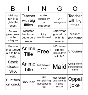 WEEB CARD Bingo Card