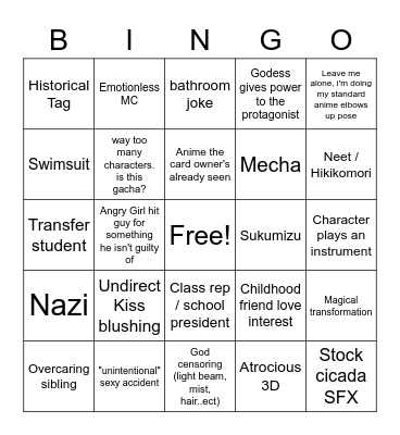 WEEB CARD Bingo Card