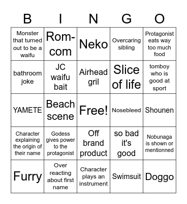 WEEB CARD Bingo Card