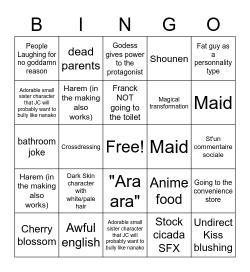 WEEB CARD Bingo Card