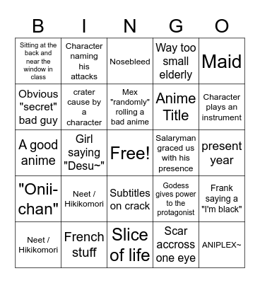 WEEB CARD Bingo Card