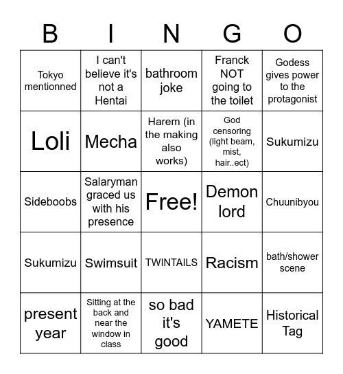 WEEB CARD Bingo Card