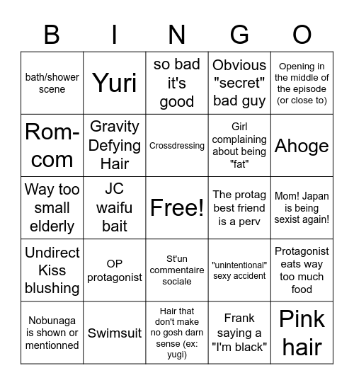 WEEB CARD Bingo Card