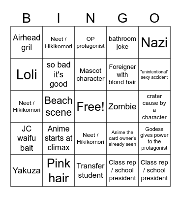 WEEB CARD Bingo Card