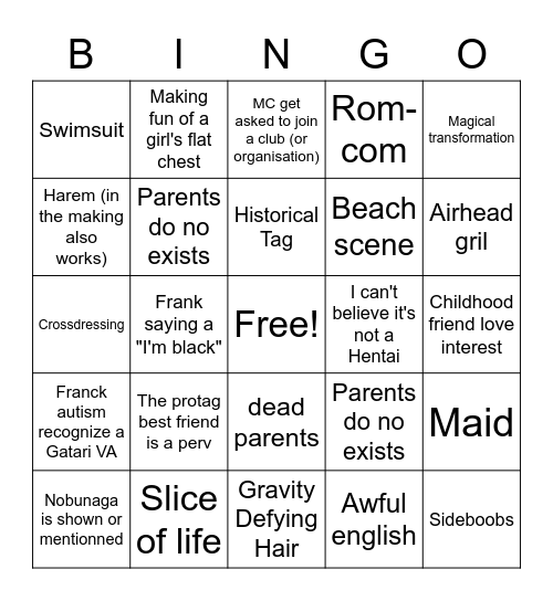 WEEB CARD Bingo Card