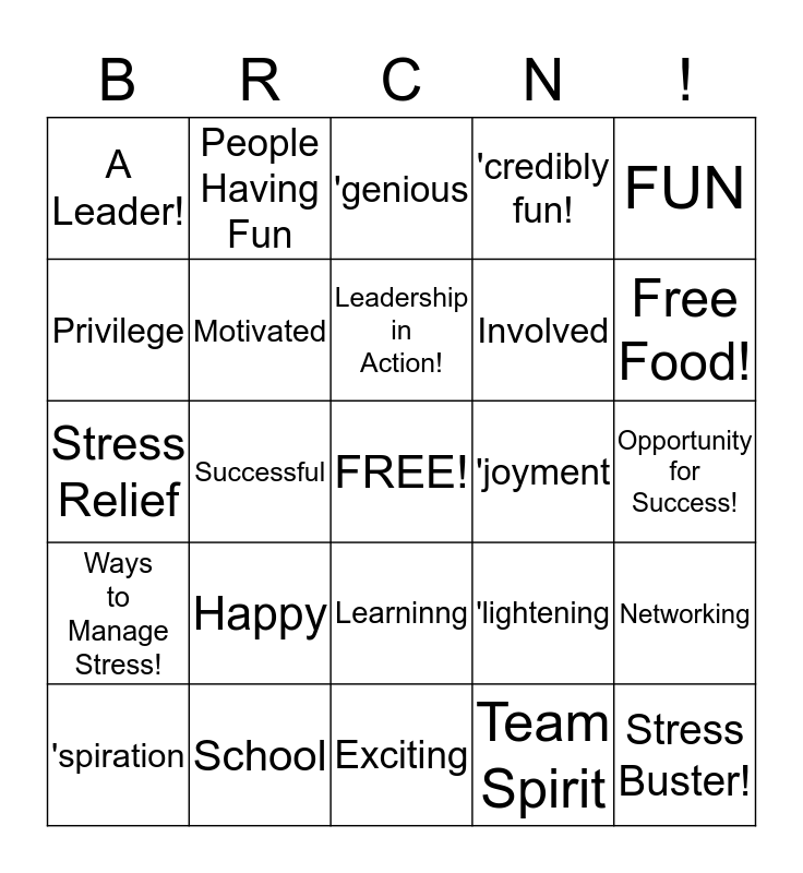 SNO Meeting BINGO Card