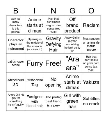 WEEB CARD Bingo Card