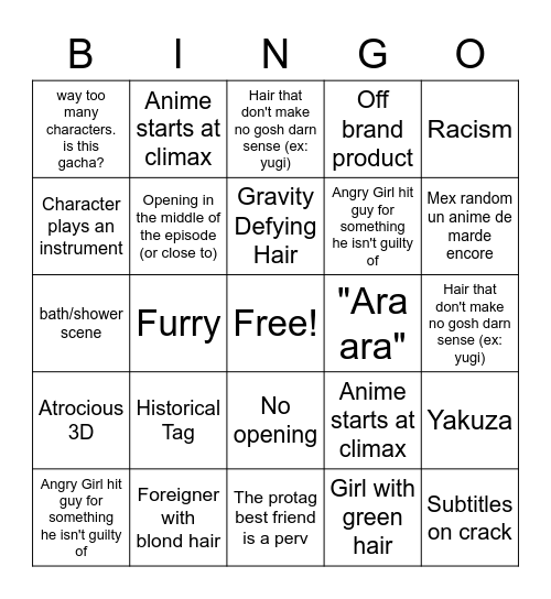 WEEB CARD Bingo Card