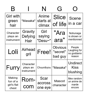WEEB CARD Bingo Card