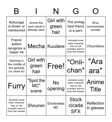 WEEB CARD Bingo Card