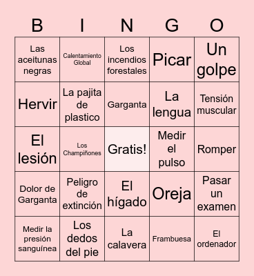 Bingo Vocabulario Bingo Card