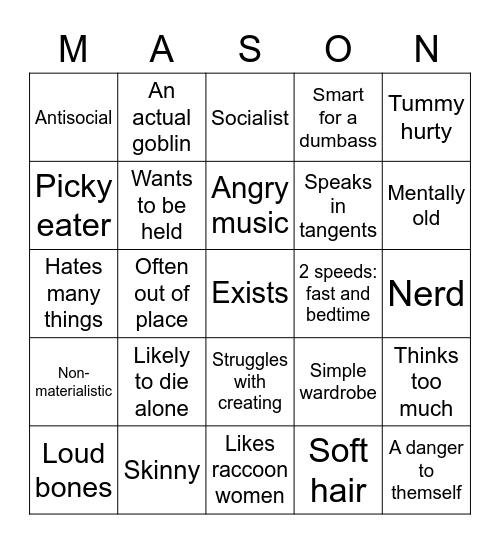 Mason Bingo Card