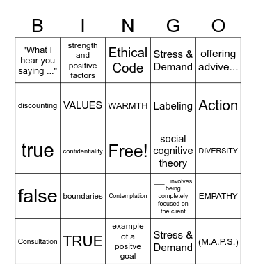 Interpersonal Skills Bingo Card