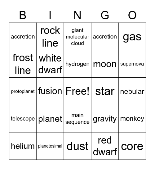 astro bingo Card